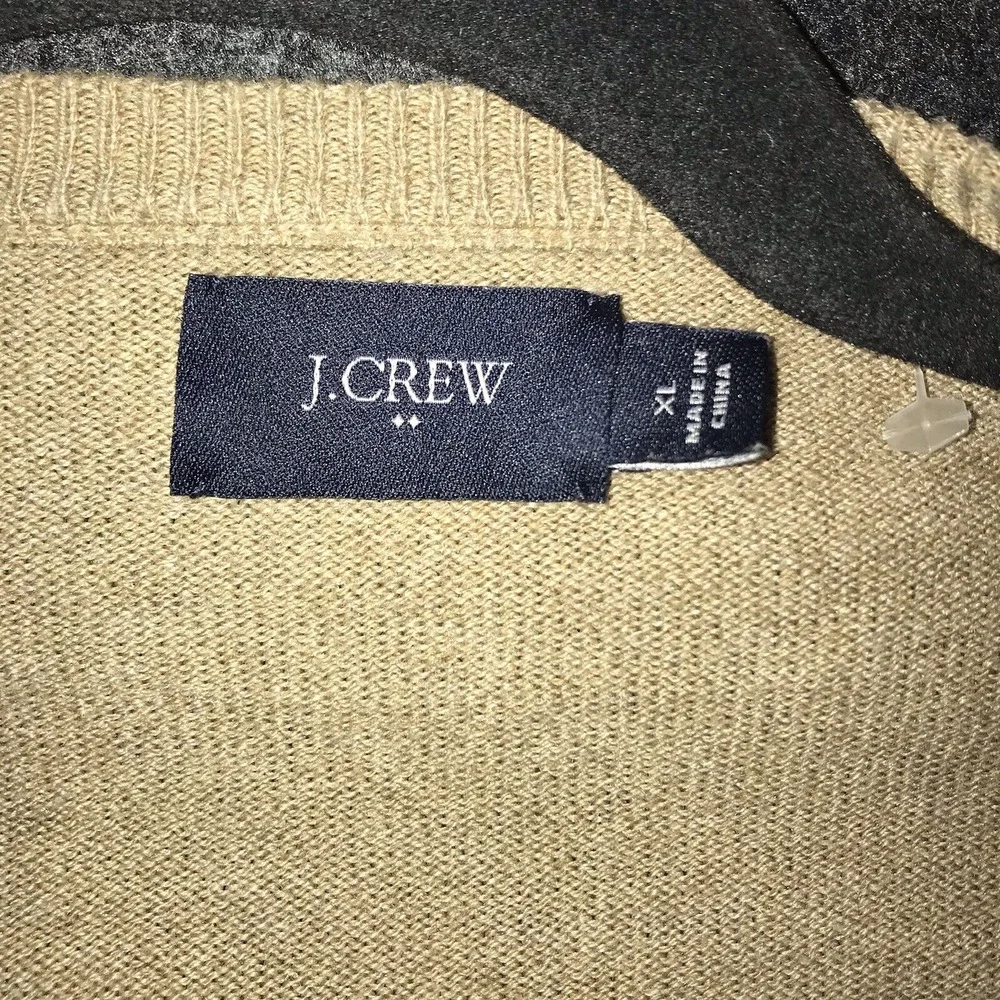 J Crew Factory V Neck Cotton Nylon 5% Merino Wool‎ Blend Sweater Men's XL Camel